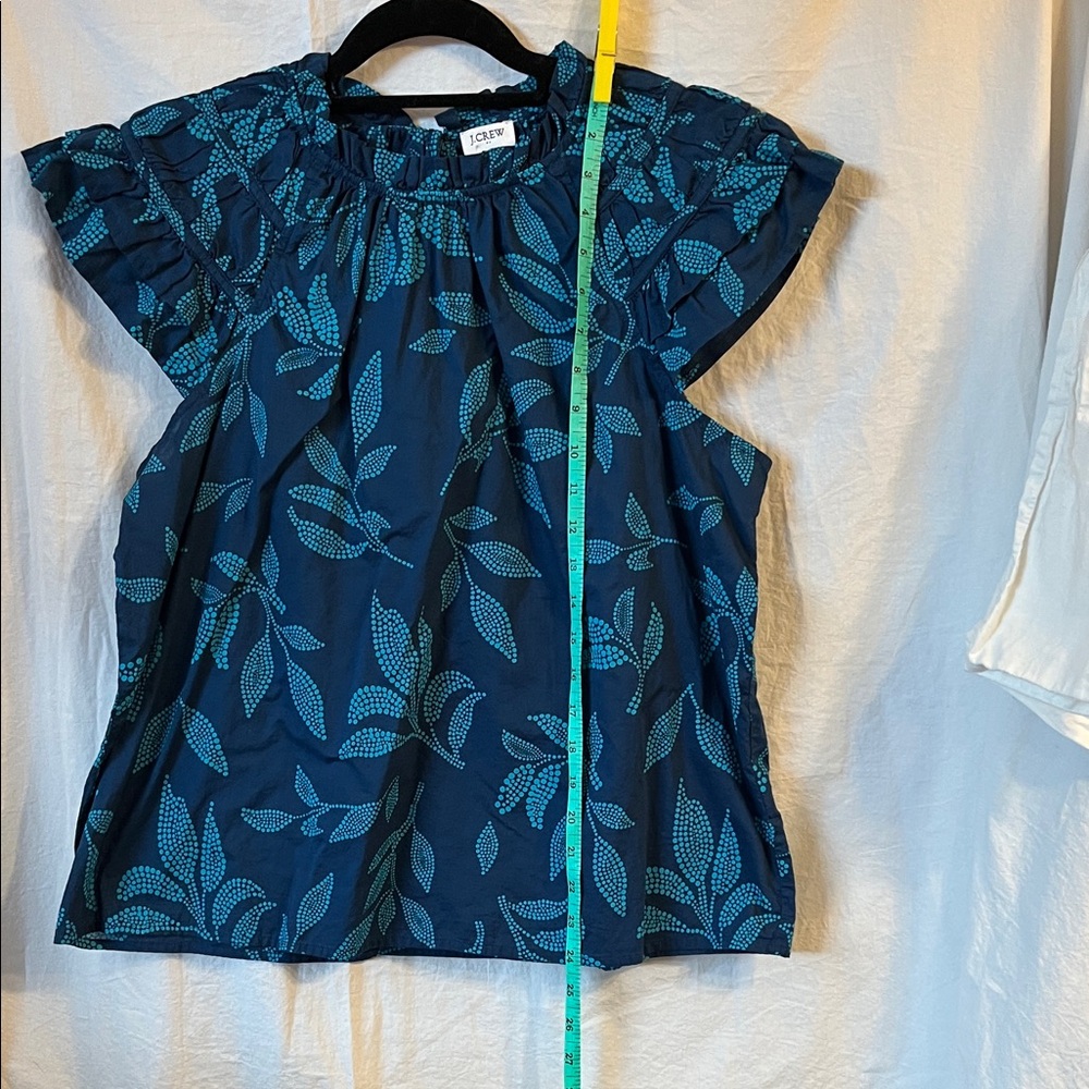 J Crew Blue and Green Patterned Blouse Size Large - Picture 6 of 7